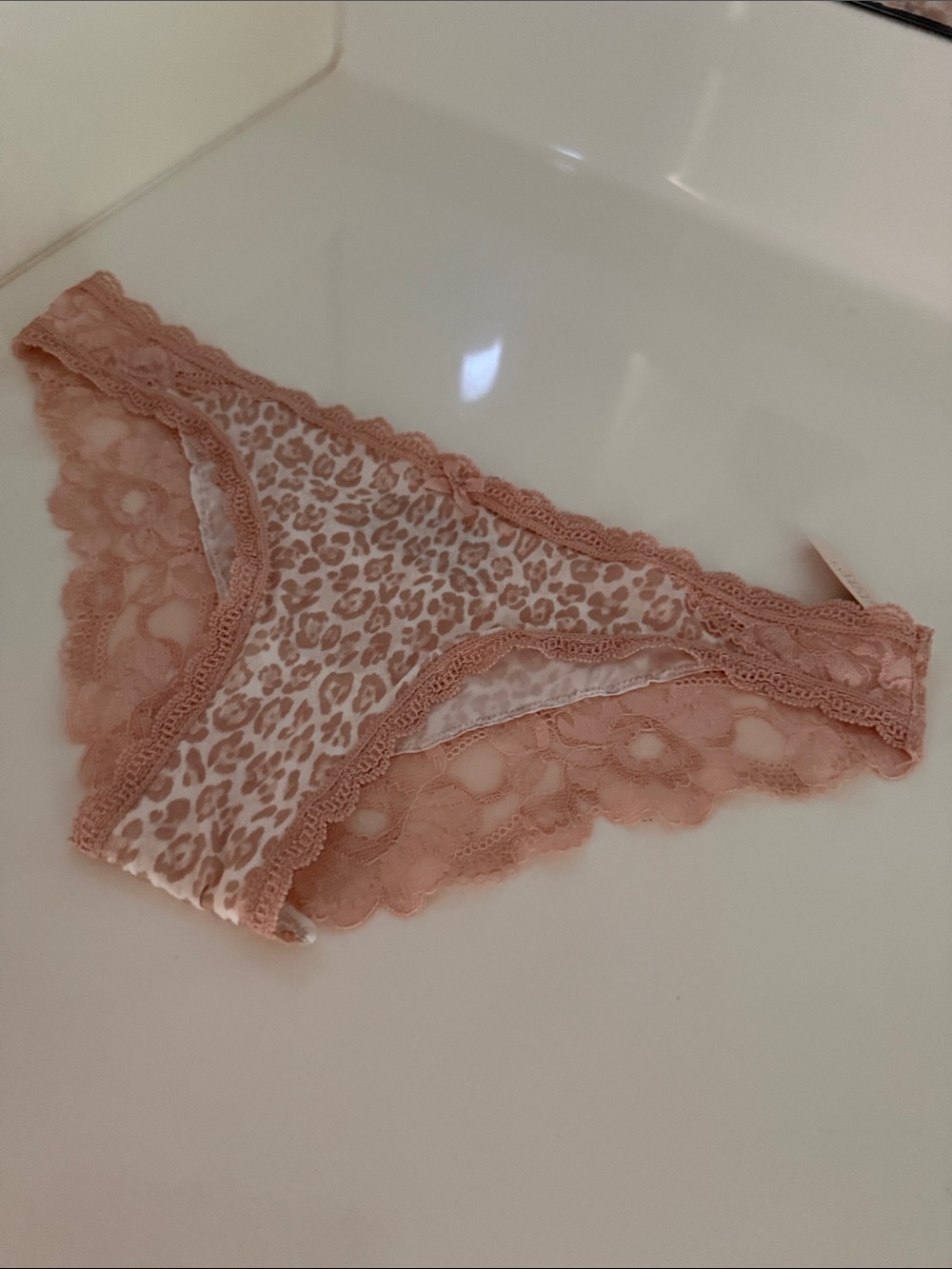 Victoria's Secret Lace-Trim Cheekini Leopard Bikini Panty - Blush